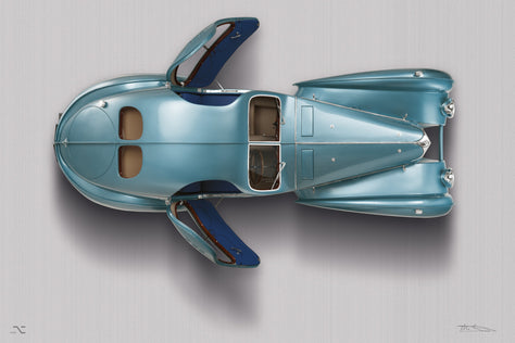 BUGATTI Type 57SC Atlantic - 85cm Half Tone Flat Bed Print - Overhead View