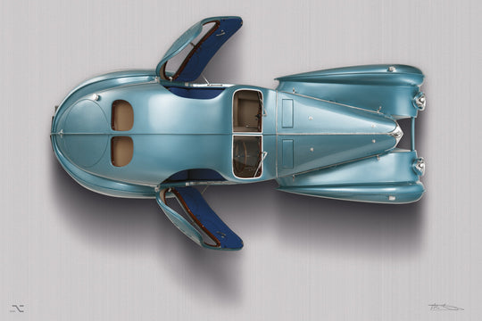 Bugatti Typ 57SC Atlantic - 85 cm Flachbettdruck (Halbton) - Draufsicht