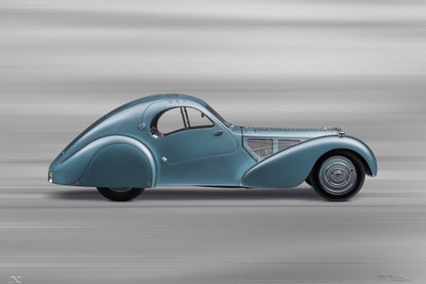 BUGATTI Type 57SC Atlantic - 85cm Half Tone Flat Bed Print - Side View