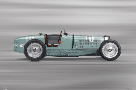 BUGATTI  Type 59 Atlantic - 85cm Half Tone Flat Bed Print - Side View
