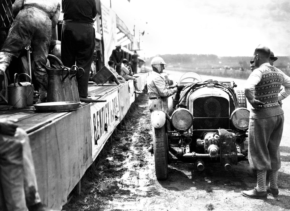 "1929 Bentley Blower" - 1930 Le Mans - Birkin & Chassagne - Race Weathered 1:8 scale model positioned on a light background.