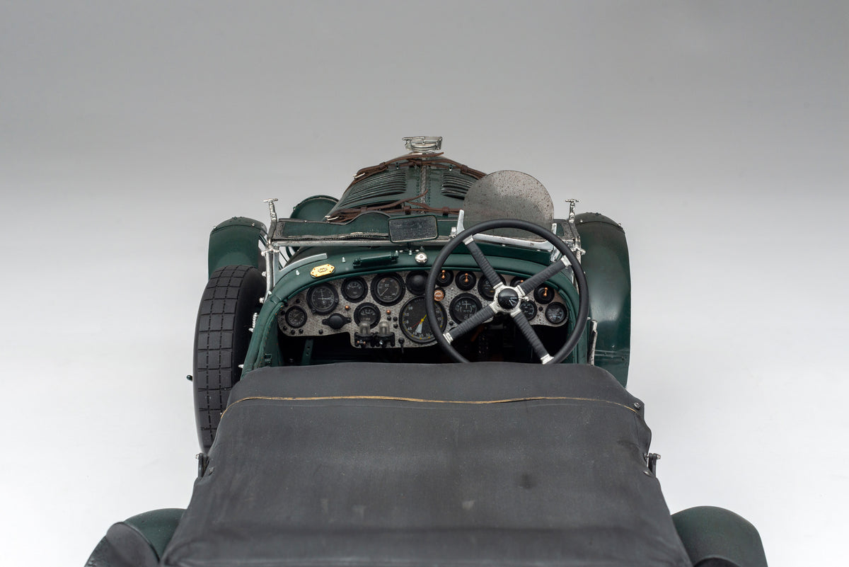 "1929 Bentley Blower" - 1930 Le Mans - Birkin & Chassagne - Race Weathered 1:8 scale model positioned on a light background.
