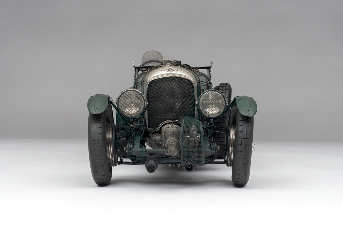 "1929 Bentley Blower" - 1930 Le Mans - Birkin & Chassagne - Race Weathered 1:8 scale model positioned on a light background.