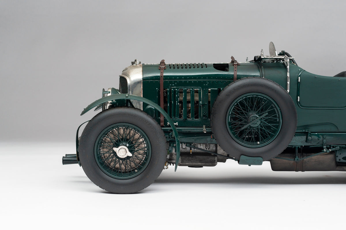 "1929 Bentley Blower" - 1930 Le Mans - Birkin & Chassagne - Race Weathered 1:8 scale model positioned on a light background.