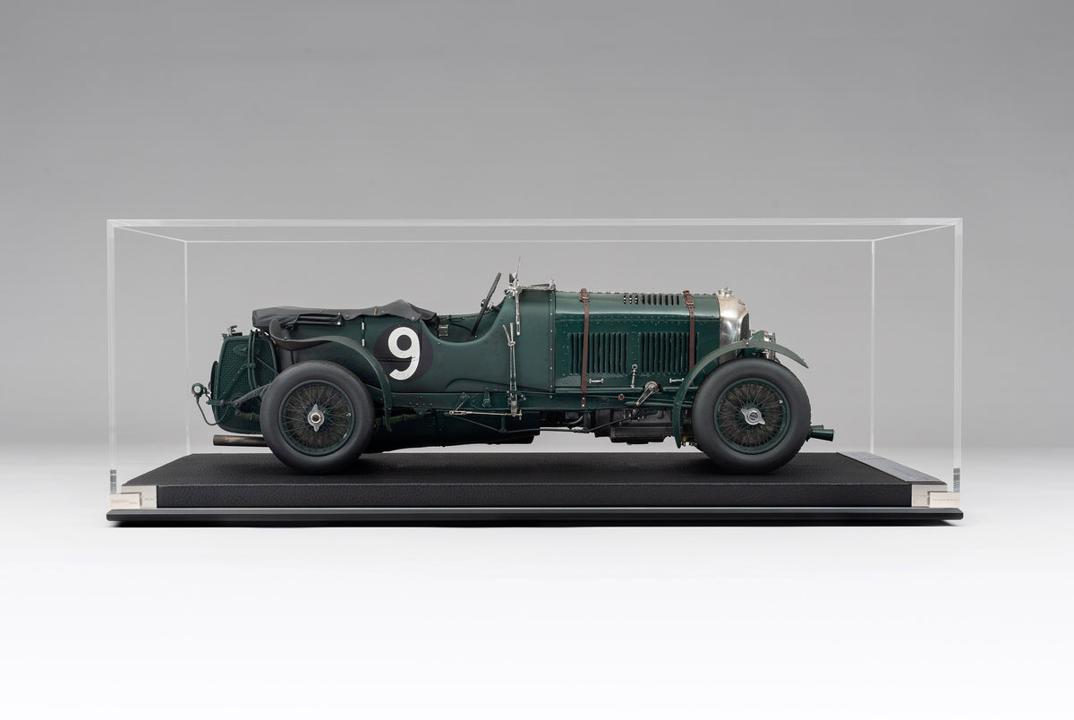 "1929 Bentley Blower" - 1930 Le Mans - Birkin & Chassagne - Race Weathered 1:8 scale model positioned on a light background.