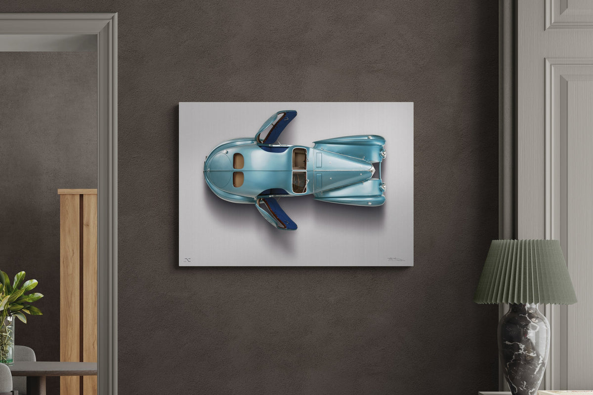 BUGATTI Type 57SC Atlantic - Impression à plat en demi-teintes de 85 cm - Vue aérienne
