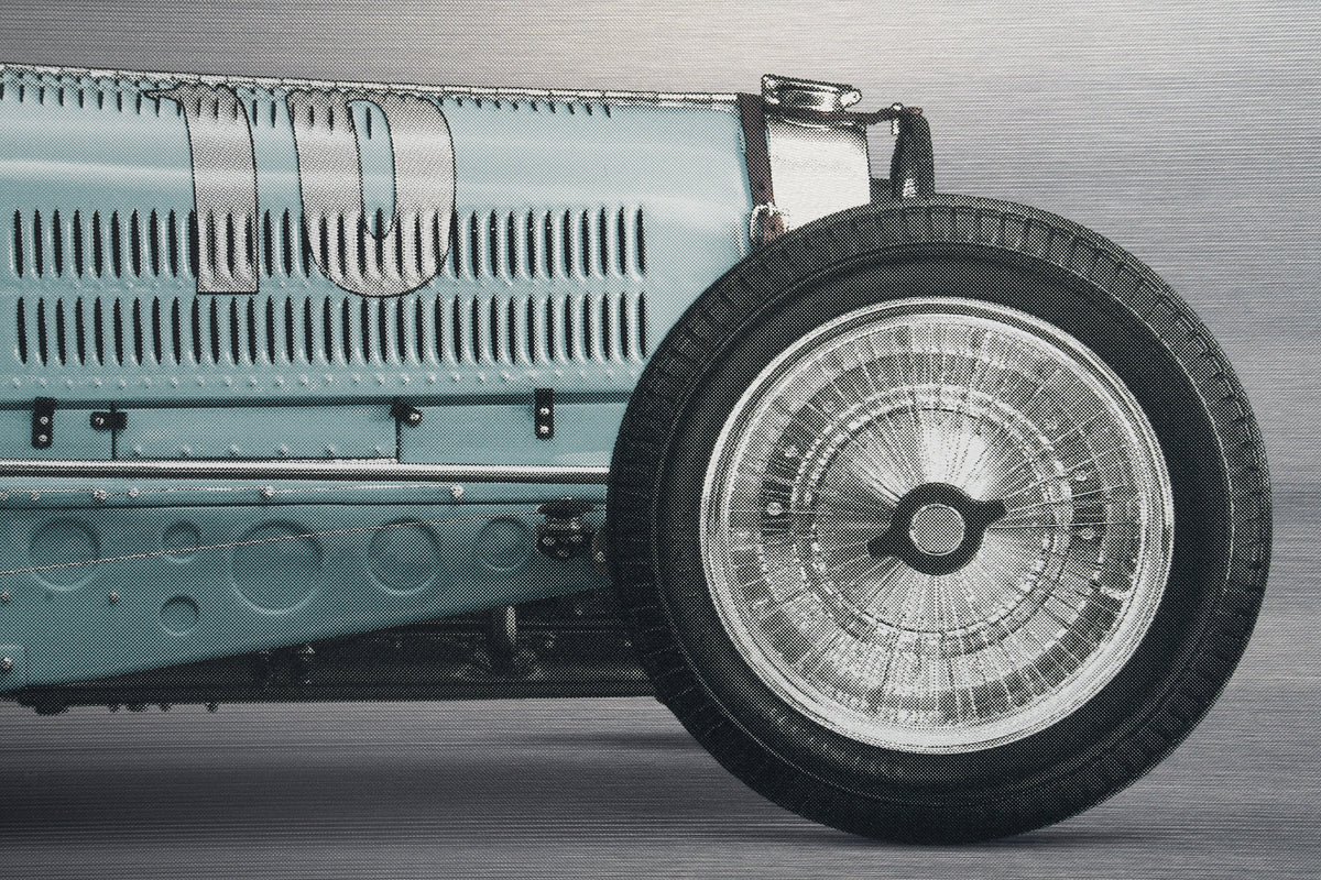 BUGATTI Type 59 - 85cm Half Tone Flat Bed Print - Side View