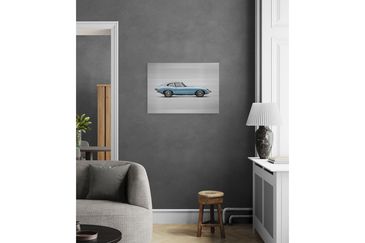 Jaguar E-type Series 1 Coupe - 85cm Half Tone Flat Bed Print - Side View