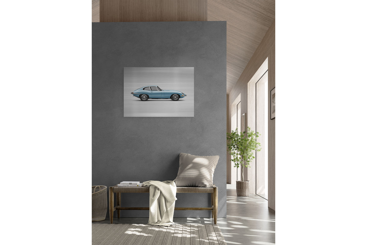 Jaguar E-type Series 1 Coupe - 85cm Half Tone Flat Bed Print - Side View