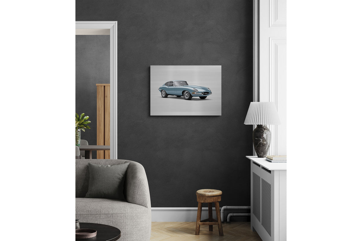 Jaguar E-type Série 1 Coupé - Impression à demi-teintes sur support plat, 85 cm - Vue aux trois quarts
