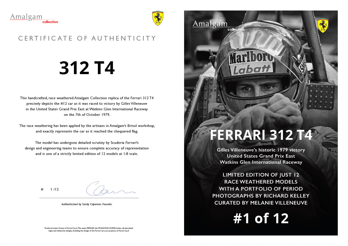 Ferrari 312 T4 - 1979 US East Grand Prix Winner - Villeneuve - Race Weathered with Unique Richard Kelley Prints - 1:8 scale