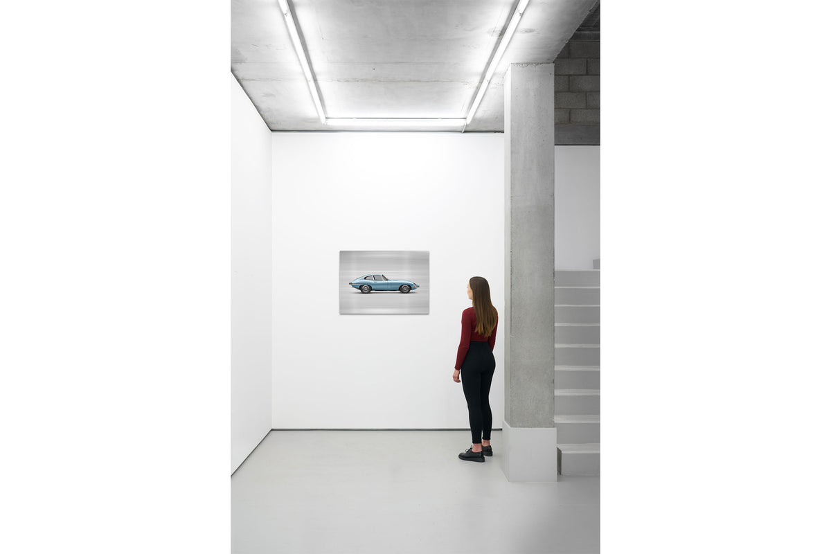 Jaguar E-type Series 1 Coupe - 85cm Half Tone Flat Bed Print - Side View