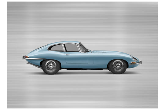 Jaguar E-type Series 1 Coupe - 85cm Half Tone Flat Bed Print - Side View