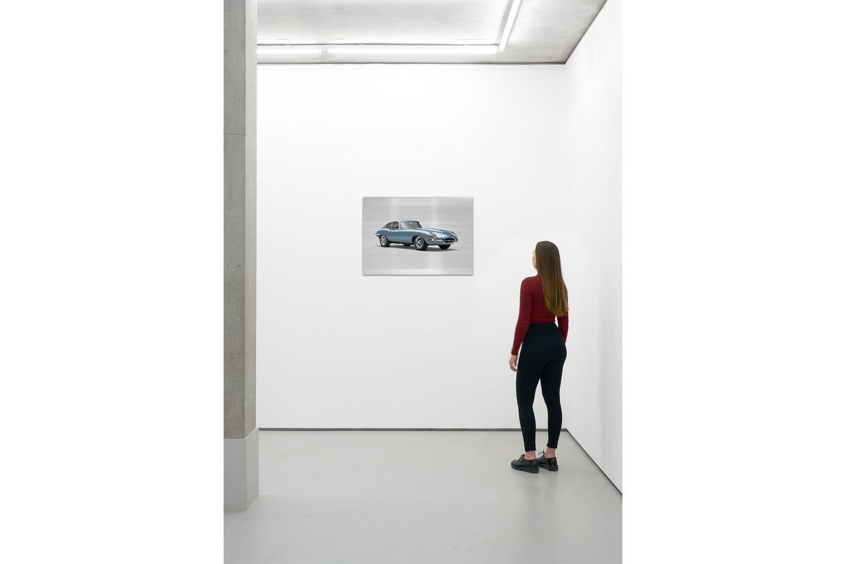 Jaguar E-type Série 1 Coupé - Impression à demi-teintes sur support plat, 85 cm - Vue aux trois quarts