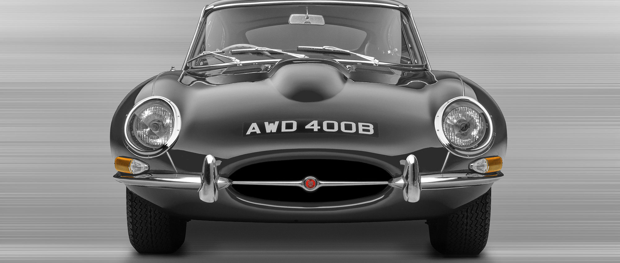 E Type Front View Jaguar E-type Series 1 Coupe - 85cm Half Tone Flat Bed Print - Front V ...