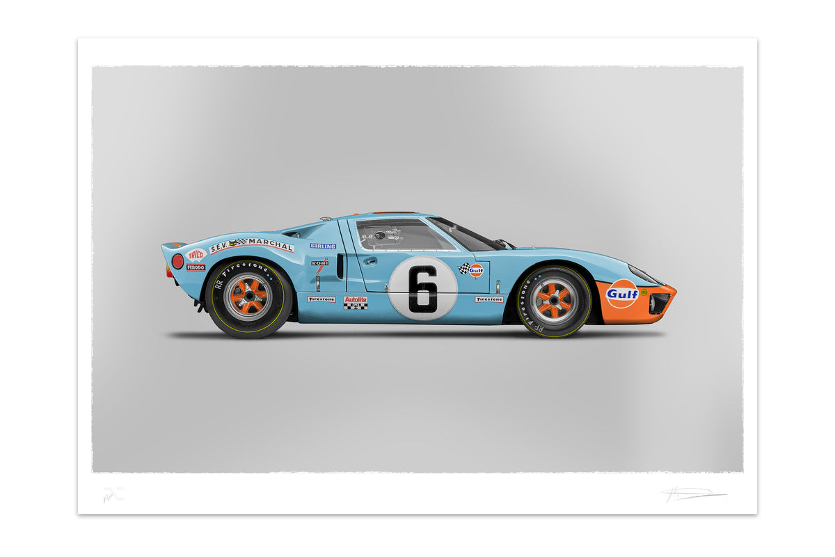 Ford GT40 - 100cm Art Screen Print - Side View