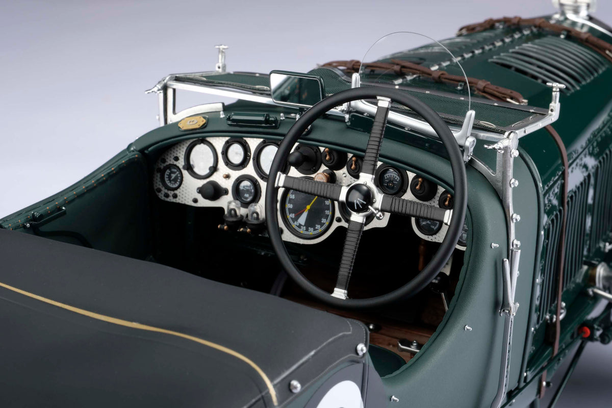 "1929 Bentley Blower" - 1930 Le Mans - Birkin & Chassagne detail shot of a 1:8 scale model's interior, positioned on a light background.