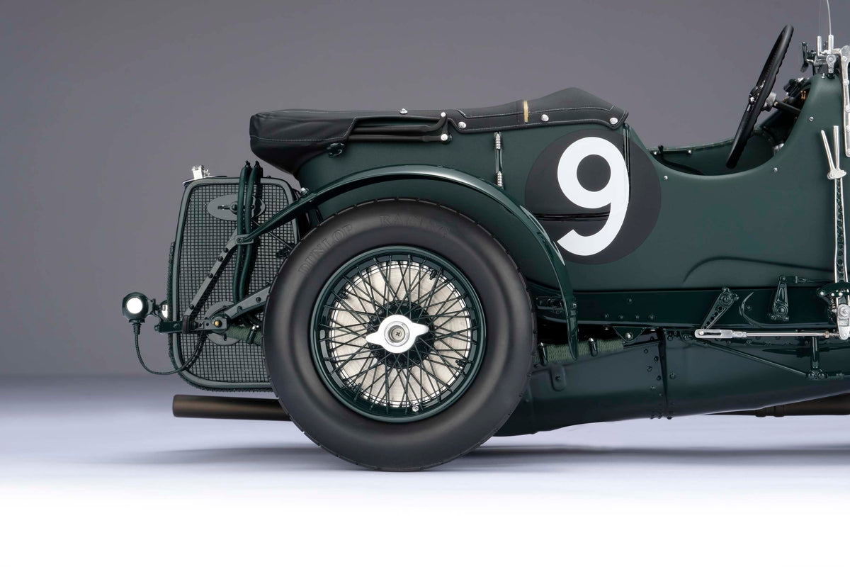 "1929 Bentley Blower" - 1930 Le Mans - Birkin & Chassagne 1:8 scale model positioned on a light background.