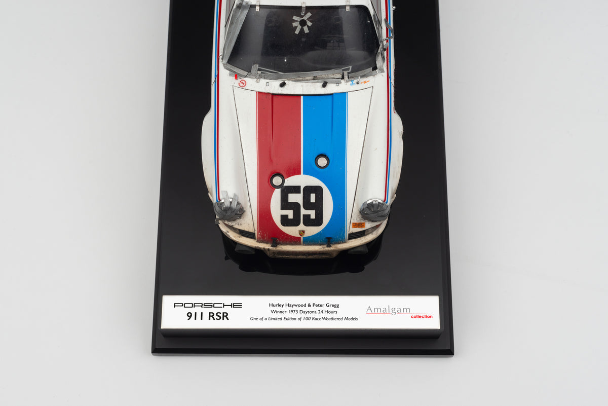 Porsche 911 RSR 2.8 - 1973 Daytona - Brumos Livery - Race Weathered - at 1:18 scale by Amalgam Collection
