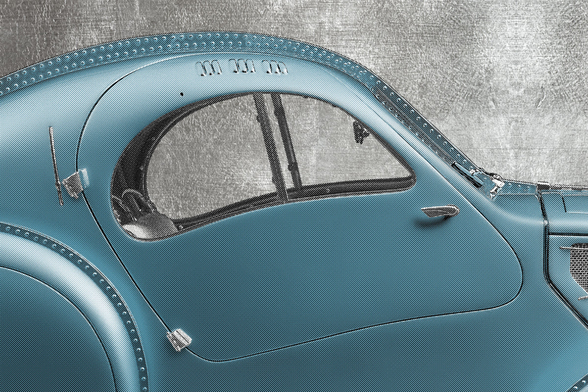 BUGATTI Type 57SC Atlantic - Impression à plat demi-teinte de 85 cm - Vue de profil avec Platinum Leaf