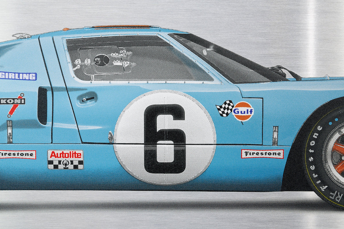 Ford GT40 - Impression sur support plat en demi-teintes, 150 cm - Vue de profil