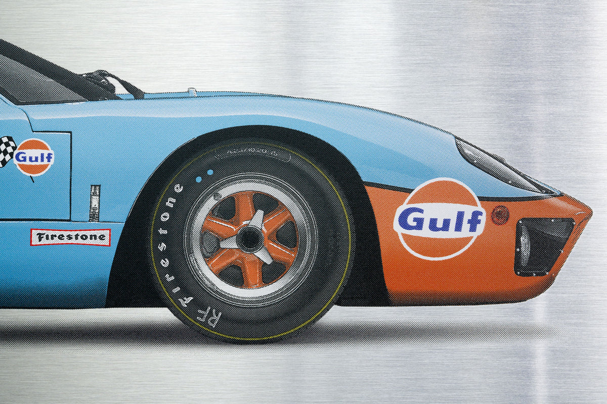 Ford GT40 - Impression sur support plat en demi-teintes, 150 cm - Vue de profil