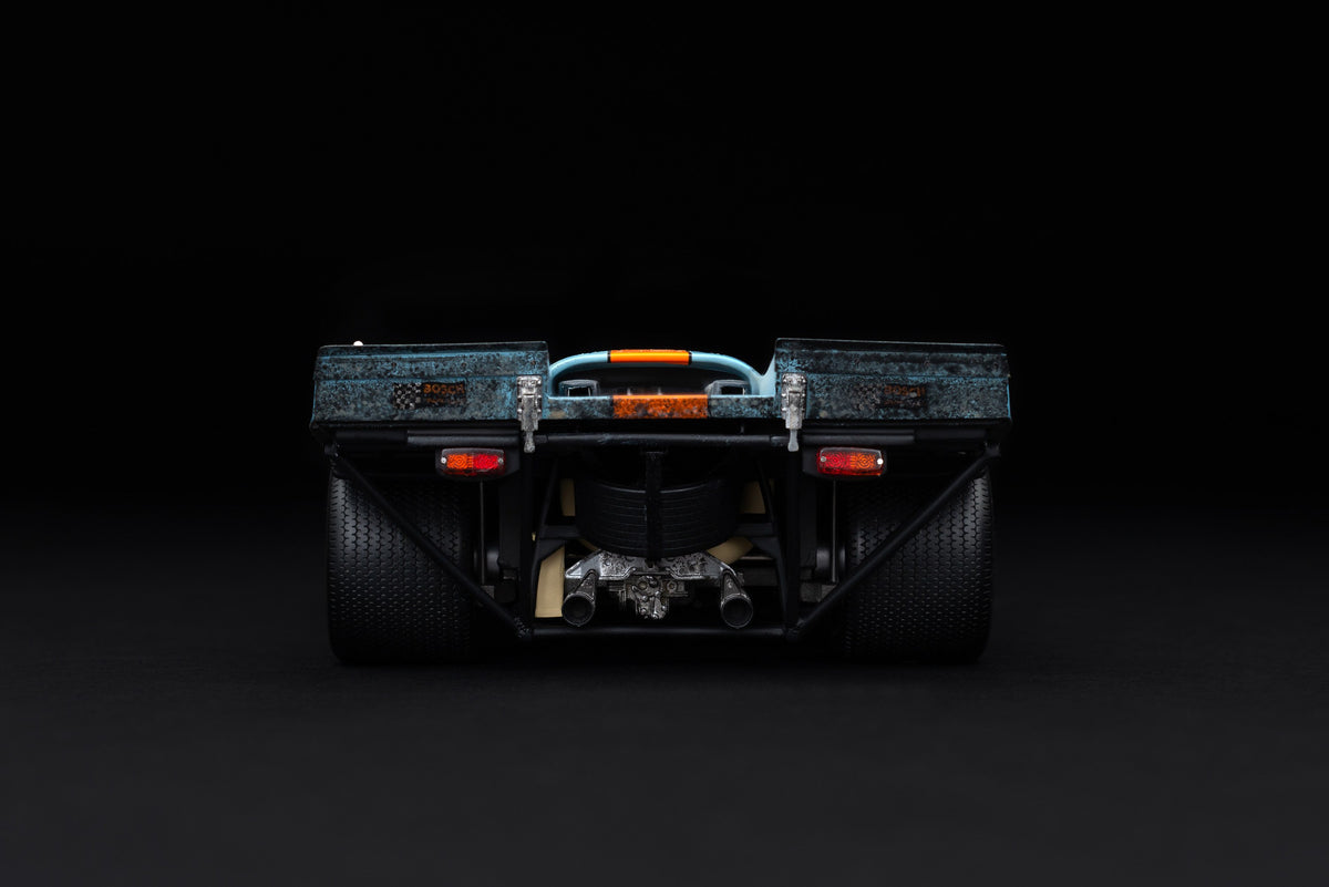 Porsche 917K - Ganador de Daytona 1970 - Librea de Gulf - con suciedad y daños en las carreras 